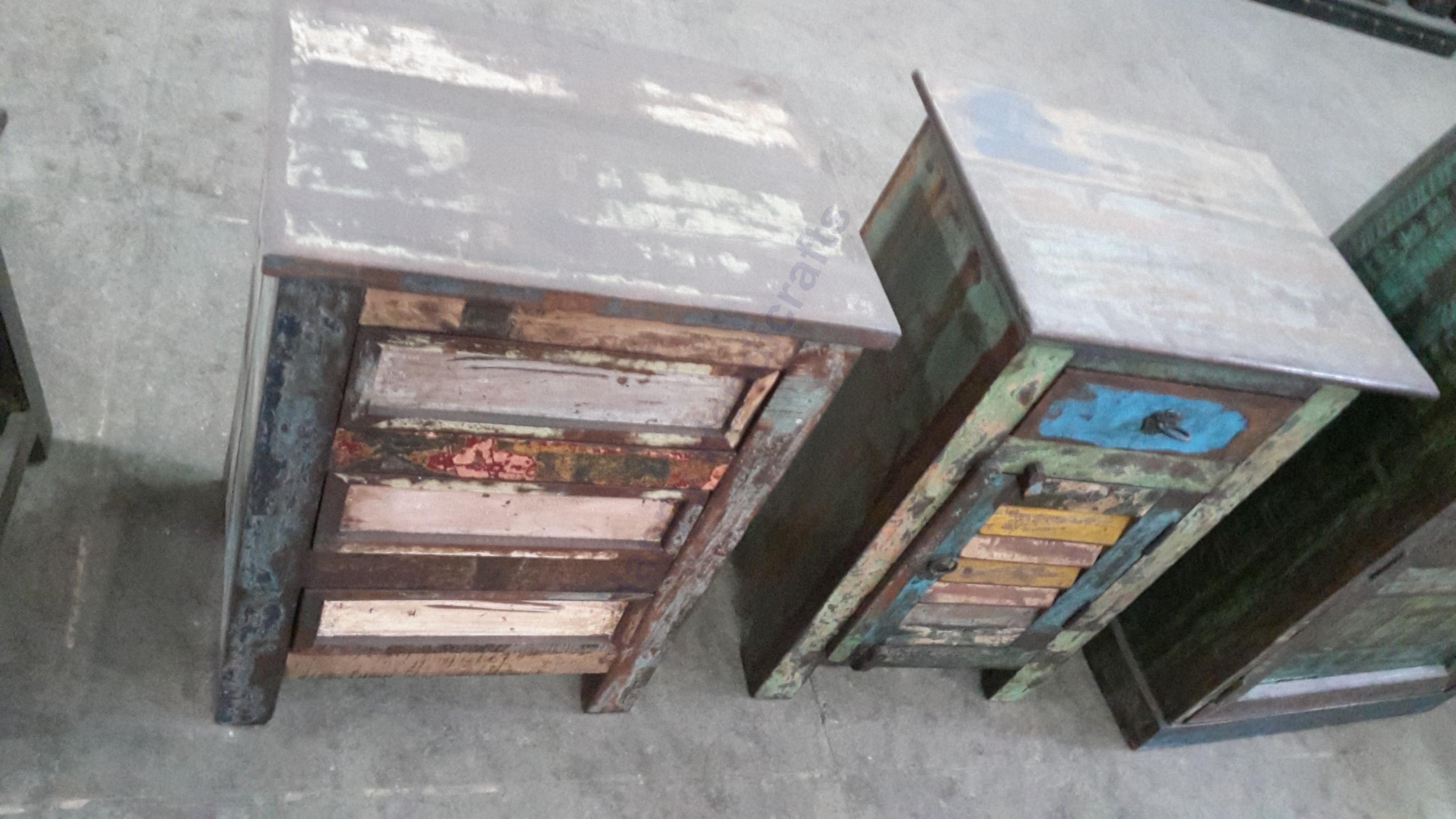 Indian wooden hand made three drawer reclaimed chest